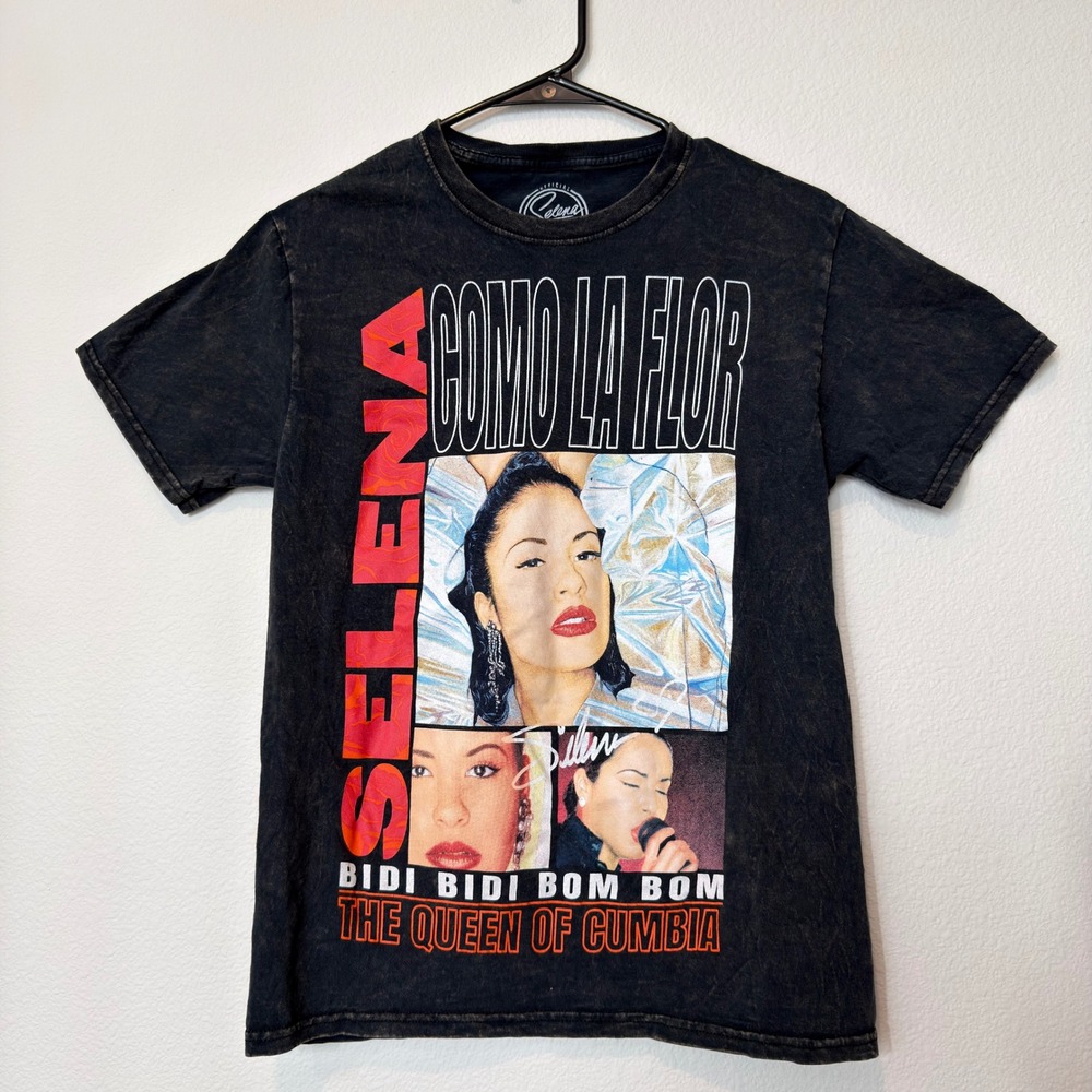 Official Selena Graphic T-Shirt Small Black‎ Mineral Wash Queen of Cumbia Exc